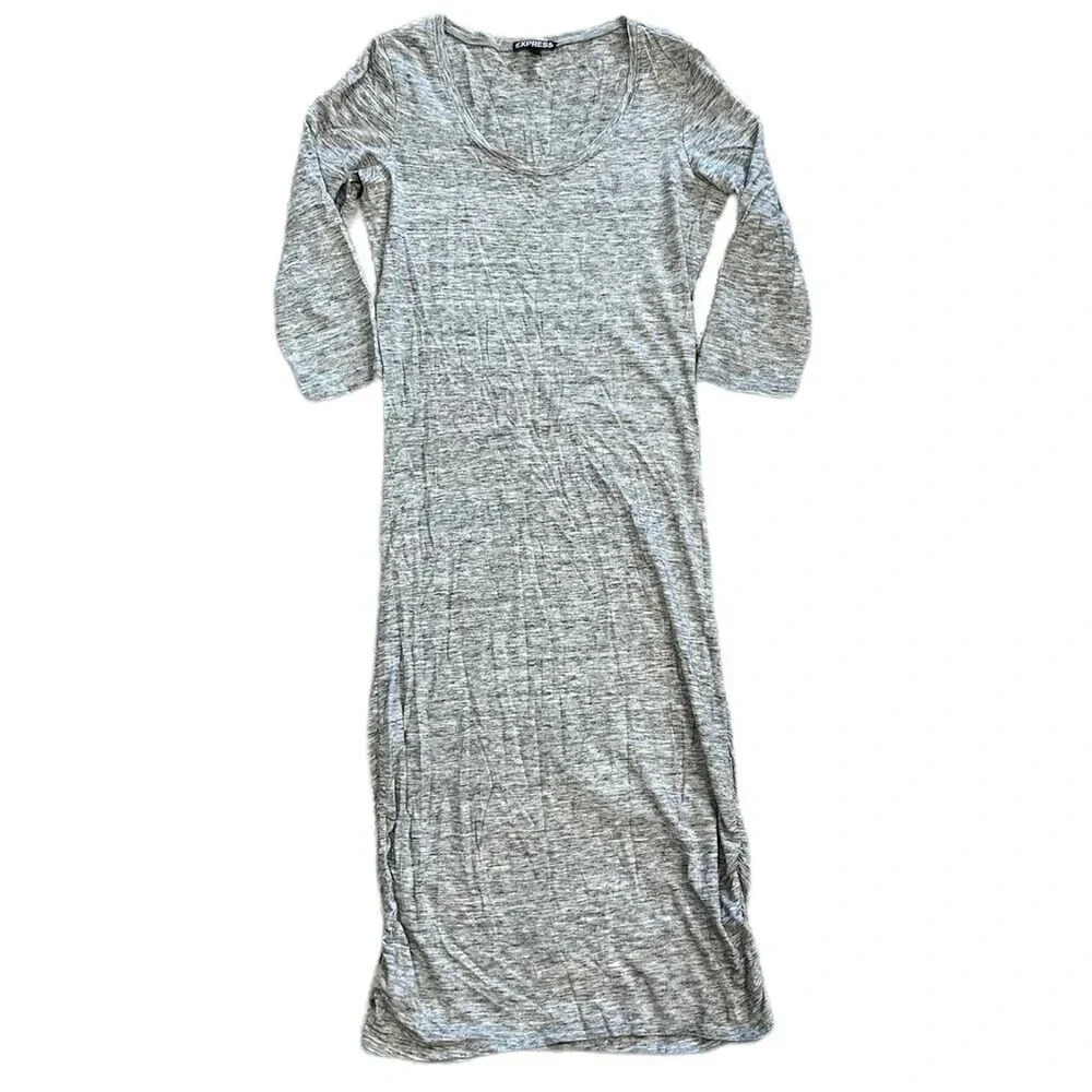 Express Gray Heathered MIDI Jersey Dress S